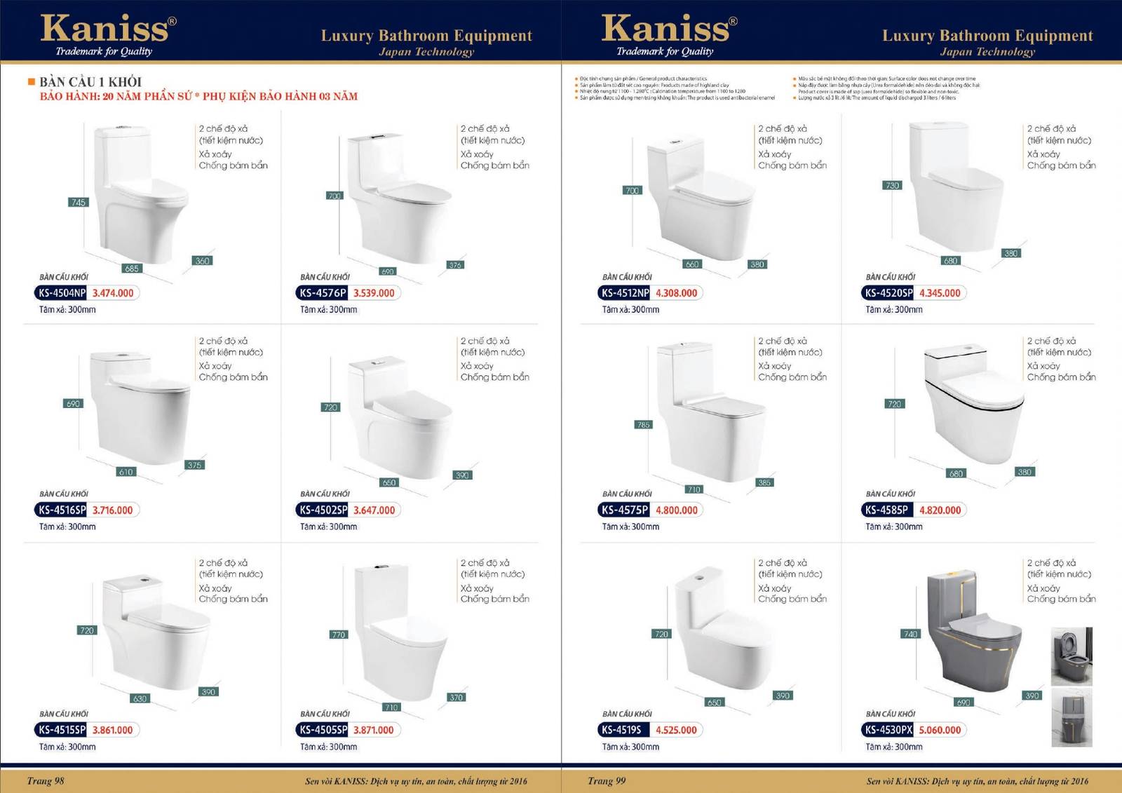 Bảng giá và Catalogue Thiết bị vệ sinh KANISS mới nhất 2025 /Page 50